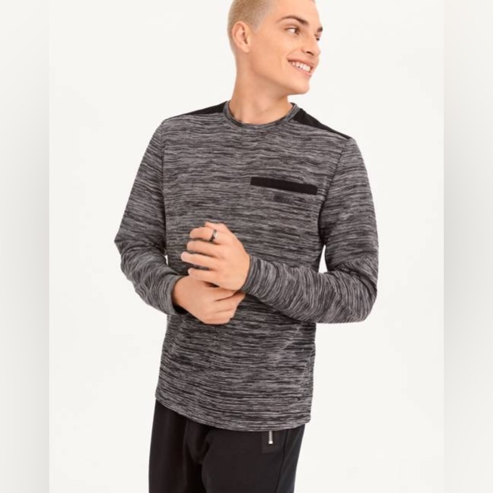 DKNY Men's Long Sleeve Knit Stripe Space Dye Shirt XXL